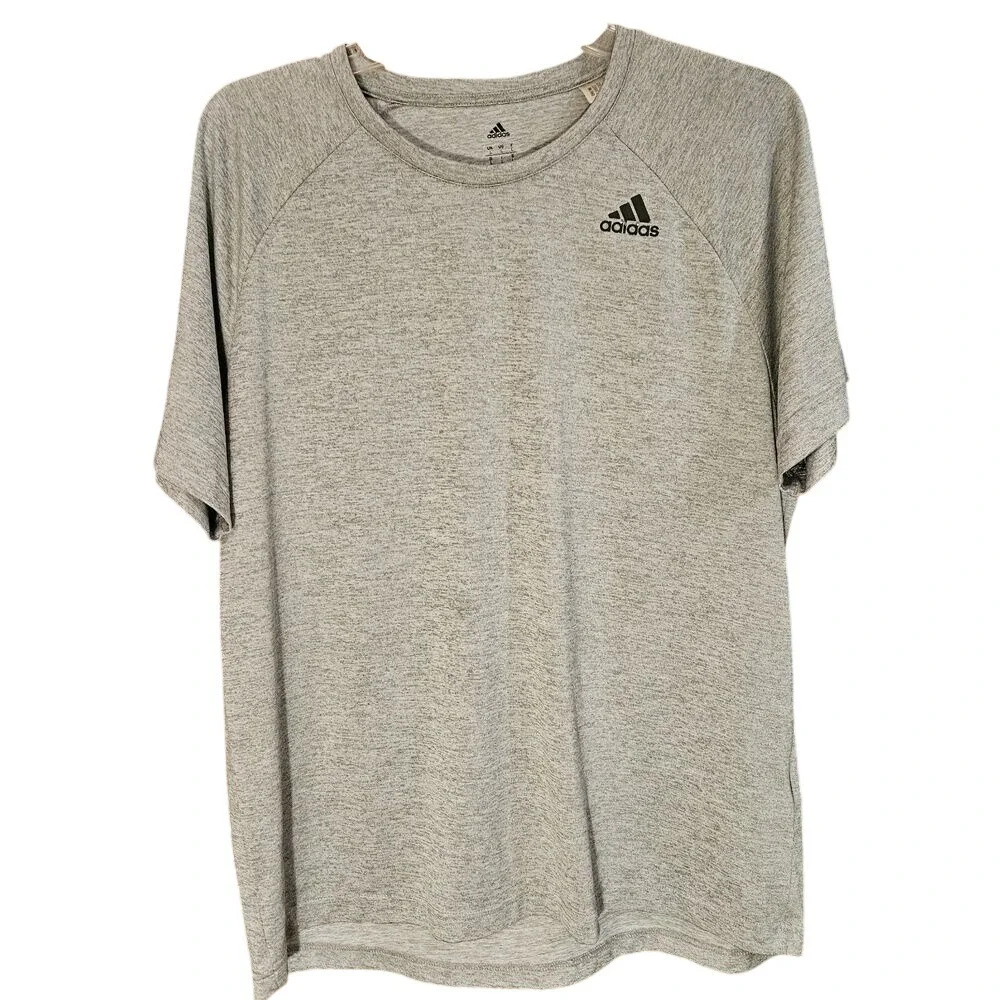 Adidas Climalite Mens Large Crew SS Gray Moisture Wicking‎ Athletic Tee
